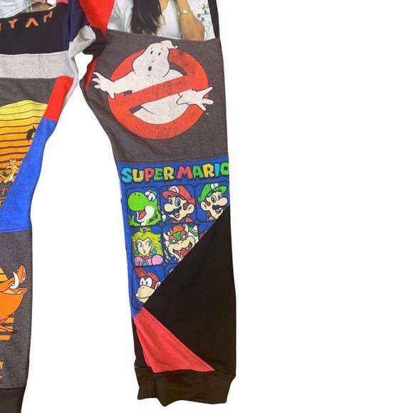 1 of 1 Reworked Pants Joggers. 90s, Elastic waistband, Patchwork style custom - Picture 6 of 9